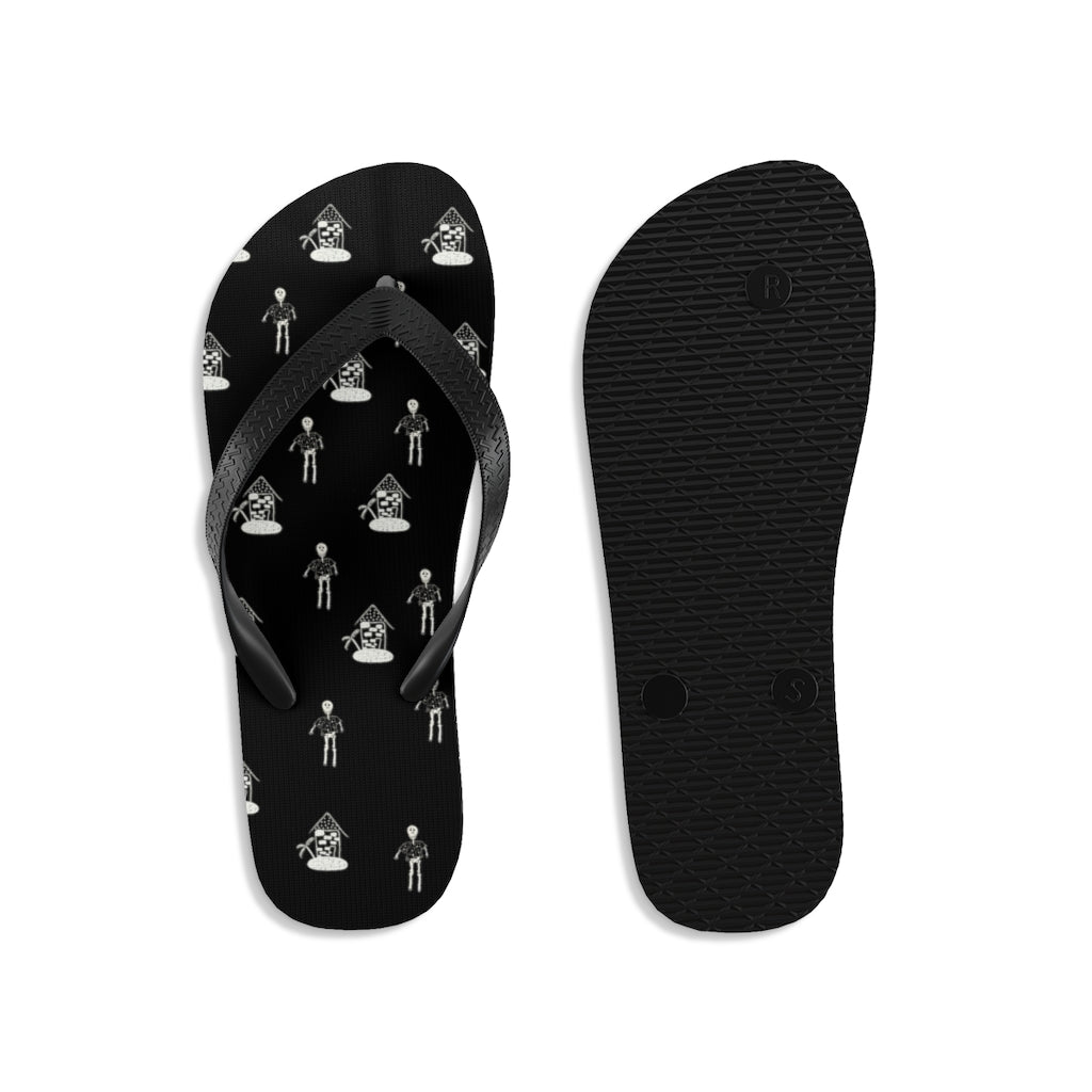 hawaiian skeleton Flip-Flops