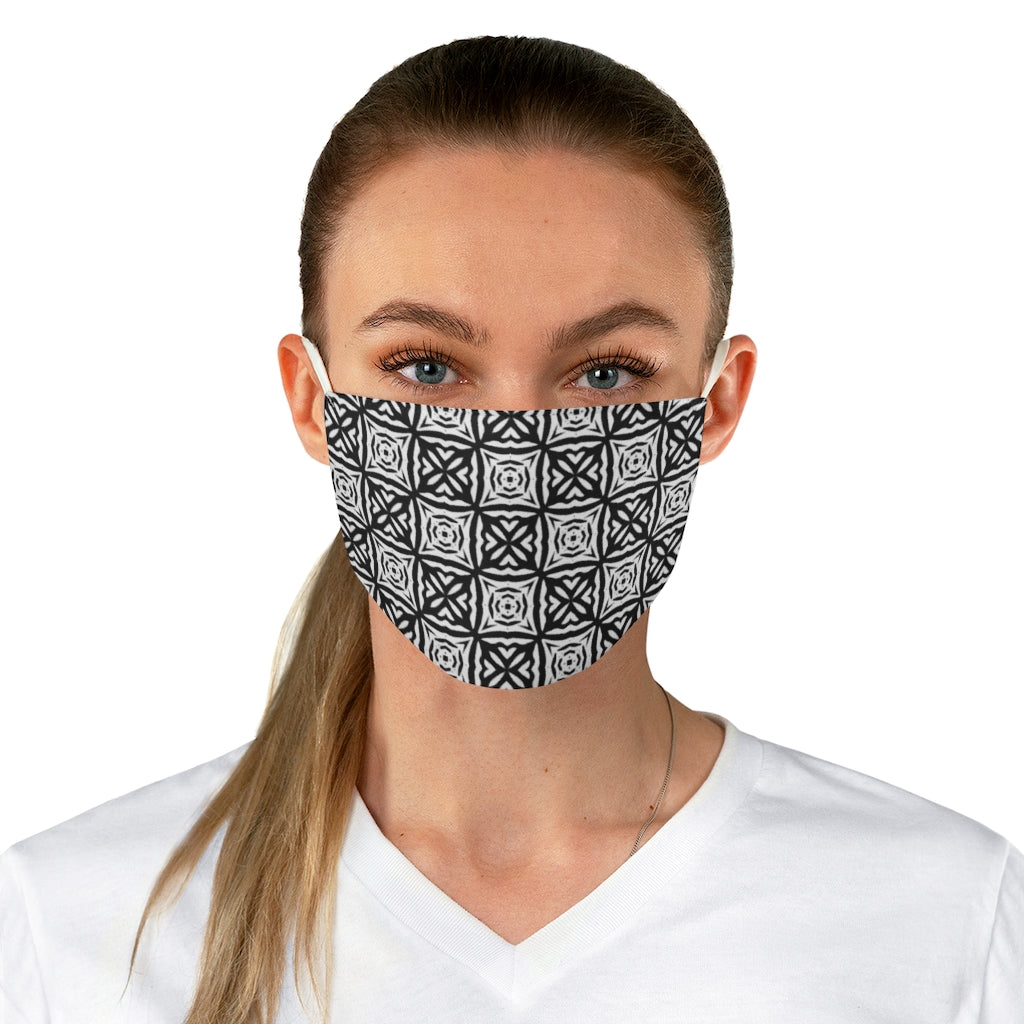 Black White Eyelet floral Fabric Face Mask