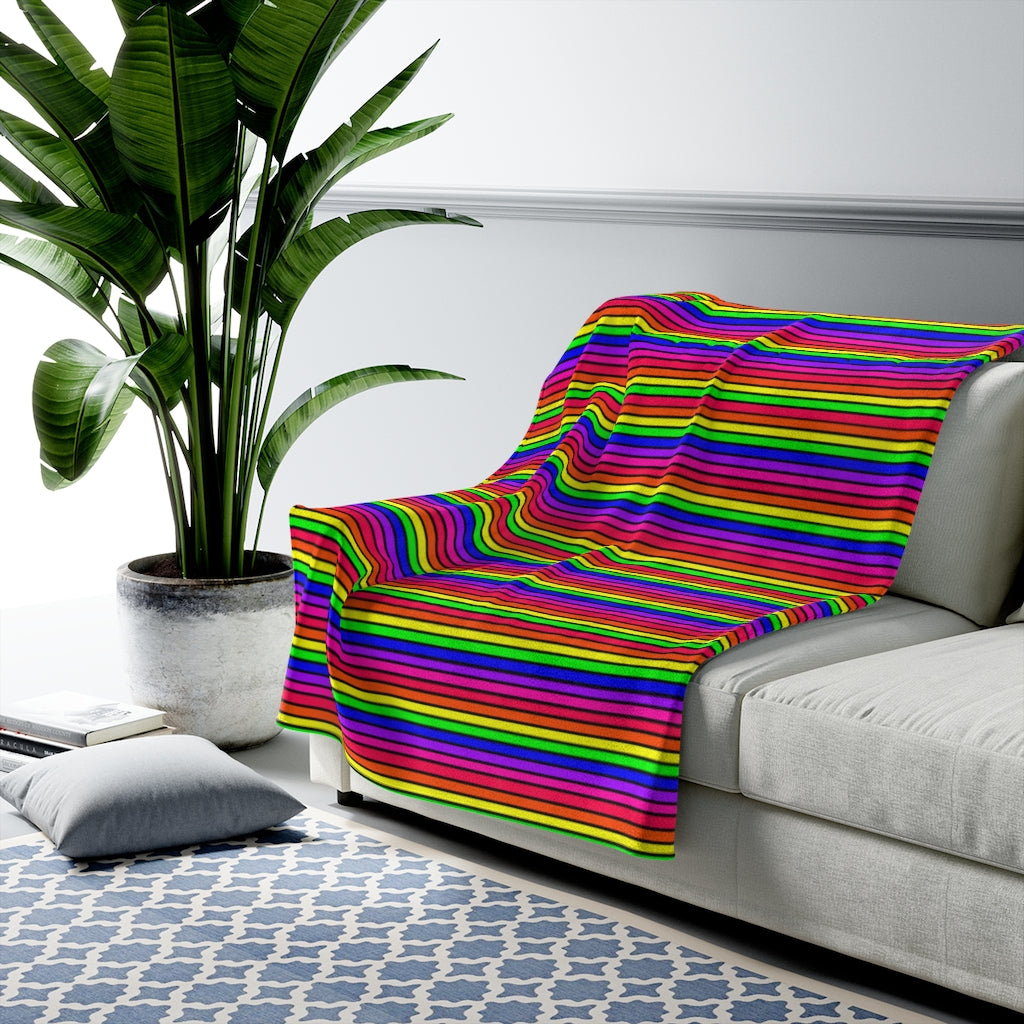rainbow stripes Velveteen Plush Blanket