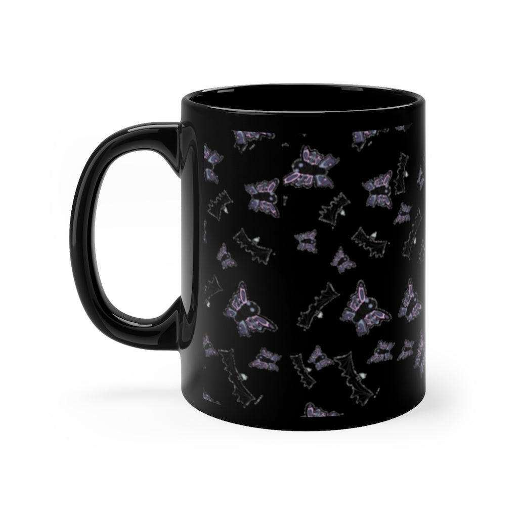 Butterflies and Bats Black mug 11oz