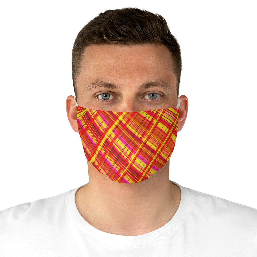 Orange Plaid Fabric Face Mask