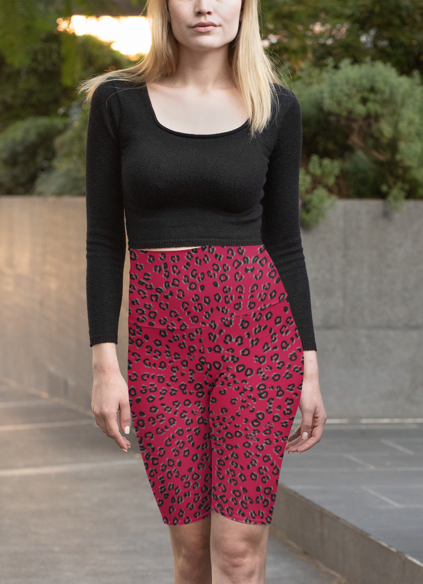 Red Cheetah Cropped Leggings