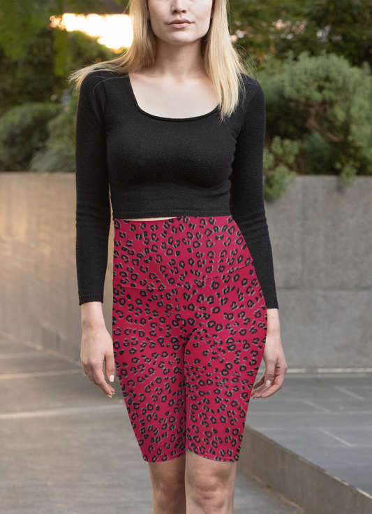Red Cheetah Cropped Leggings