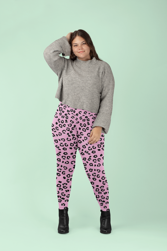 pink cheetah Capri Yoga Leggings
