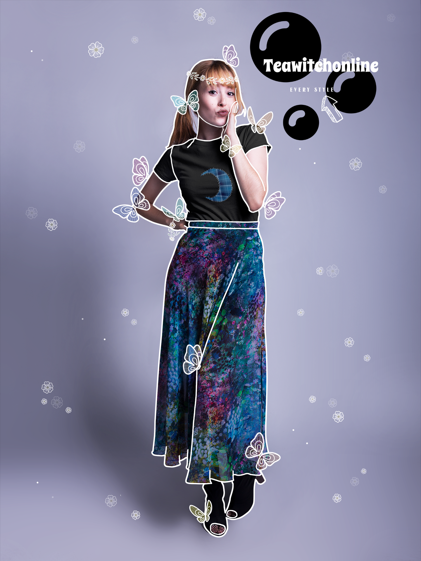 Club X Moon Patch Blue Cotton Tee